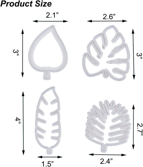 Mity rain Tropical Leaf Cookie Cutter - Hawaiian Palm Leaves Fondant Cutters Set for Gum Paste, Sugarcraft Candy, Luau Cake Decorating ?4Pcs?...