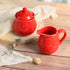 FUYU Ceramic Sugar Bowl Spice Jar with Lid and Spoon Seasoning Box Condiment Pot...