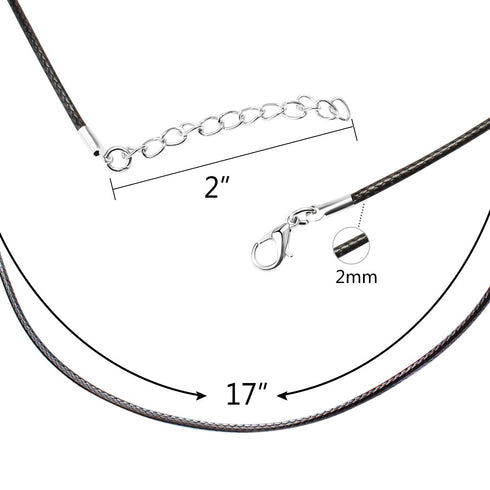 100 Pcs 2.0mm Black Necklace Cord with Lobster Claw Clasp for DIY Jewelry Making, 18 inches...