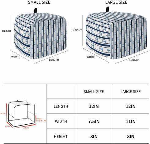 Nautical Anchor 2 Slice Toaster Cover Small Appliance Cover Toaster Dustproof Fingerprint Protectors Machine Washable, Black White Geometric Strip...
