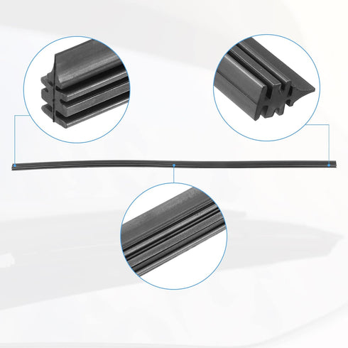 ACROPIX 20inch 6x10.6mm Universal Car Windshield Wiper Blades Refills Boneless Insert Strips Black - Pack of 4...