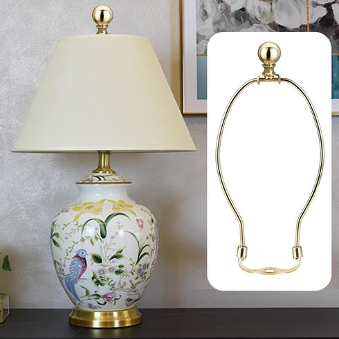 10 Inch Lamp Harp, Gold 2 Set Lamp Harps and Finial, Metal Lamp Shade Harp Holder, DIY Detachable Lampshade Bracket Adapter Hardware, Replacement ...