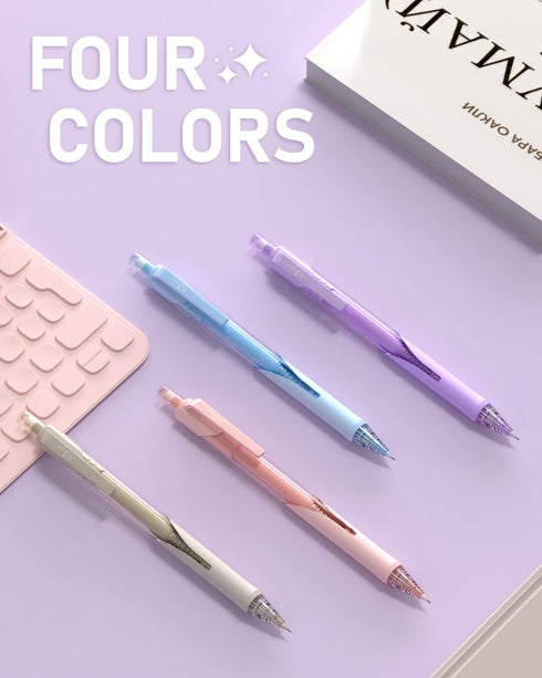 8PCS 0.5 & 0.7 mm Pastel Mechanical Pencil With Case -Never Click, Lead Pencils with 16 Tubes HB Lead Refills, Erasers for School Kids & Student D...