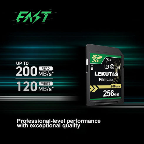 256GB SDXC UHS-I Memory Card - Up to 200MB/s Read Speed, C10, U3, V30, 4K UHD, Full-HD & 4K Video SD Card for Canon Nikon Sony Panasonic DSLR, Mir...