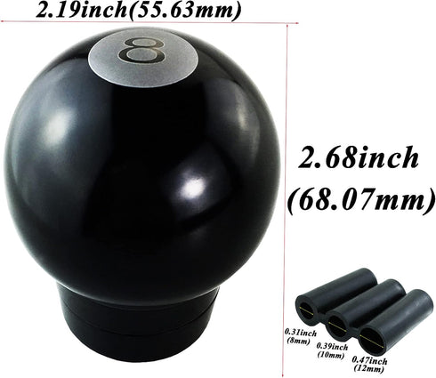 Abfer 8 Ball Shift Knob Car Gear Shifter Knobs Aluminum Stick Shifting Lever Transport for Most Manual Truck Vehicle (Black)...