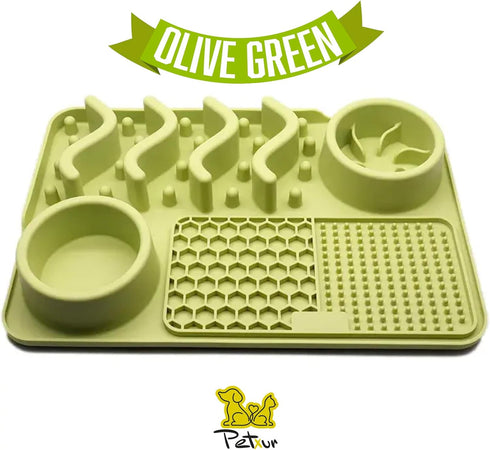 Small Size Dog Slow Feeder Mat, Lick Mat - All in One Slow Feeding Food Bowl, Anxiety Relief, Spillproof, Wet Food, Puzzle mat, Non Toxic Silicone...