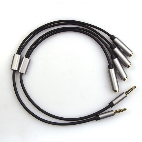 REXUS Grey 3.5mm Y Splitter Stereo Audio Cable 4-Pole Male to 2 Female for Headphone, Headset Splitter Adapter Extension Aux Cable, Compatible Mob...