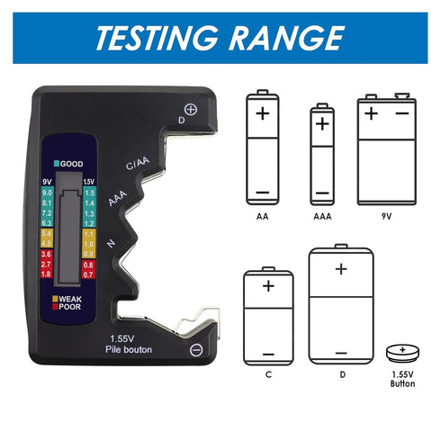 Digital Universal Battery Tester Battery Checker for All Battery C AA AAA D N 9V 6F22 1.5V Button Cell Small Mini Batteries...