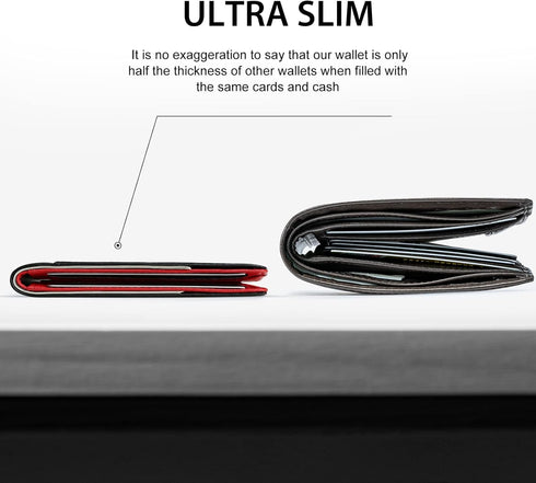 GSOIAX Mens Slim Wallet RFID Blocking Bifold wallets for men Minimalist Genuine Leather Carbon Fiber Card Holder Money Clip Thin Mens with Gift Bo...