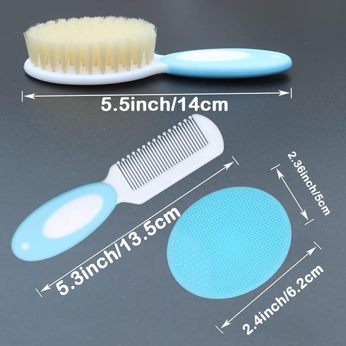 Baby Hair Brush &Silicone Baby Cradle Cap Brush Set, for Newborns & Toddlers-Natural Soft Goat Bristles-Ideal for Cradle Cap-Perfect Baby Registry...