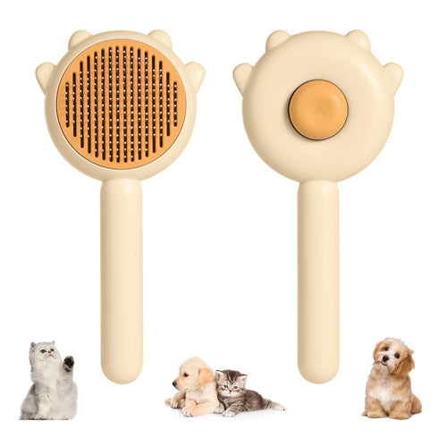 Magic Pet Comb, Pet Grooming Brush with Release Button Pet Hair Cleaner Brush Cat Shedding Brush Pet Massage Comb for Cats Dogs Removes Tangled Ha...