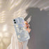 for iPhone 14 Case with Charm Chain Butterfly Flower 3D Cute Phone Case,Crystal Clear Shiny Case with Wrist Bracelet Pearl Shockproof Clear...