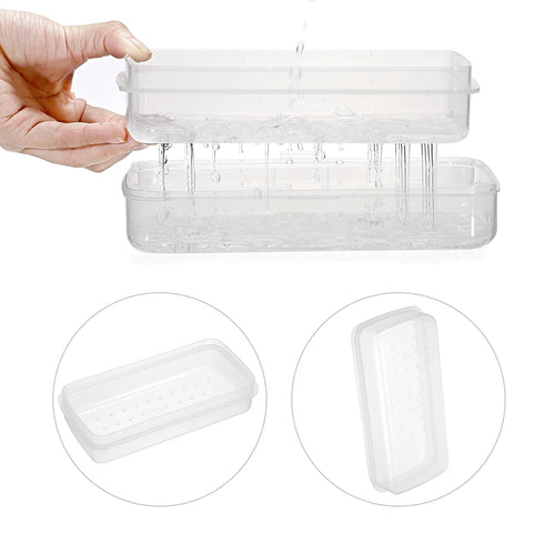 JUXYES Plastic Sterilizing Tray for Nail Art Accessories Tools, Portable Nail Art Tool Sterilizer Tray with Strainer, Fully Transparent Storage Bo...