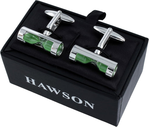 Green Hourglass Cufflinks For Men....