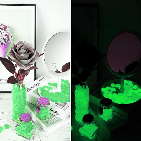 Glow in The Dark Pebbles, 100pcs Green Glowing Rocks Luminous Stone for Fish Tank, Garden Yard, Path Patio Aquariums Rocks Decor Light Up Rocks...