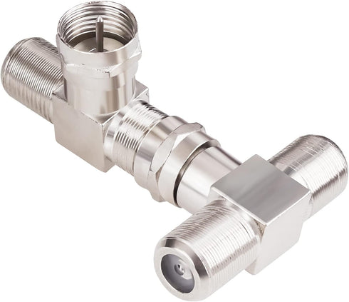 Goupchn F-Type Coax Cable Splitter Combiner Adapter 3 Way Connector F Male to Dual F Female RG6 1 Pack for TV, Video, Antenna Cable, Satellite, VC...