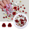 3D Rose Flower Nail Art Charms Acrylic Flower Gems Acrylic Nail with Pearls Red Rose Metal Flower Parts for DIY Manicure Supplies Nail Decor...