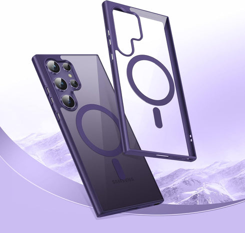 for Samsung Galaxy S22 Ultra Case?Only?.Magnetic Cover for S22 Ultra?Soft Frosted Frame&Hard Clear Back,Shockproof Drop Protection.Compatible with...