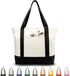 TOPDesign 1 | 3 | 6 | 30 Pack Canvas Tote Bag with an External Pocket, Reusable Grocery Shopping Bag, Top Zipper Closure, Daily Essentials (Black/...