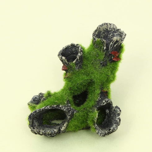 Resin Moss Tree House Fish Shrimp Hiding House Aquarium Fish Tank Decoration Accessories Artificial Resin Log Tree Branch with Moss Fish Tank Deco...