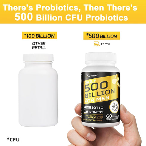 Probiotics for Men, 500 Billion CFU 12 Strains Mens Probiotic with Turmeric Cranberry & Goji, Gut Health for Men, Probiotics for Men Digestive Hea...