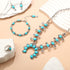 Henoyso 4 Pcs Bohemian Squash Blossom Turquoise Western Jewelry Set Vintage Metal Howlite Necklace Earrings Wrist Chain Ring for Women (Blue Turqu...