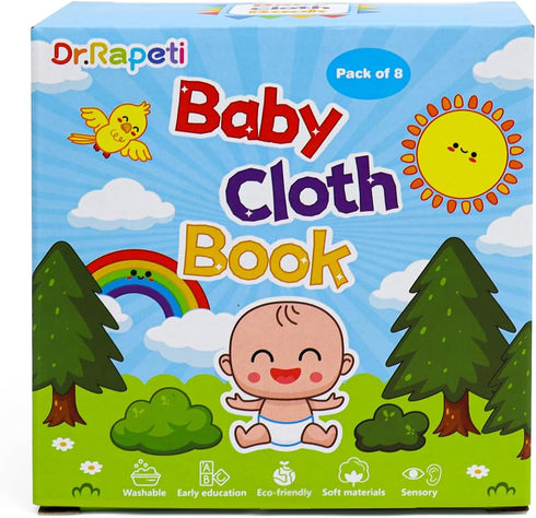 Dr.Rapeti Soft Cloth Books Baby Books Bath Books 8-Pack for Baby Infant Toddler Kid Crinkle Washable Chewable Non-Toxic Early Educational Preschoo...