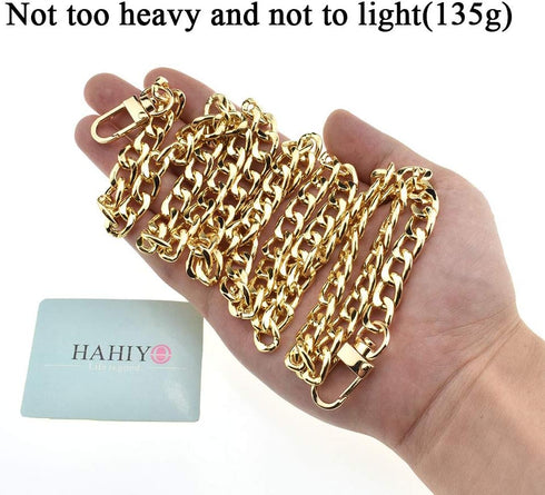 HAHIYO Purse Chain Strap 43.3' Gold for Shoulder Cross Body Sling Purse Handbag Clutch Bag Replacement Comfortable Flat 0.4' Wide Enough 2.4mm Ext...