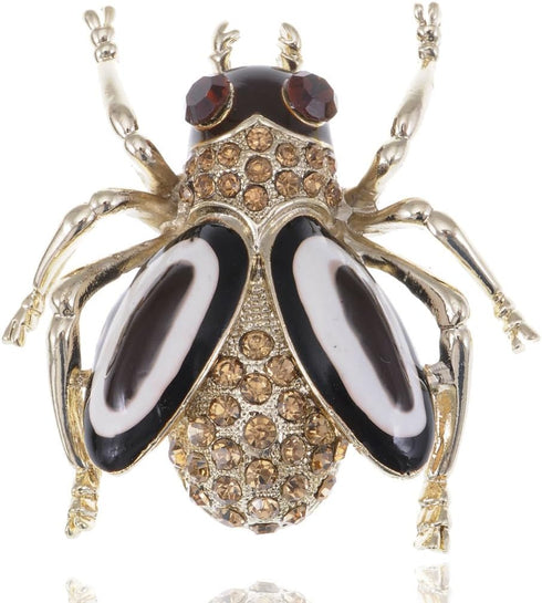 Alilang Golden Tone Light Topaz Colored Rhinestones Bug Insect Wings Brooch Pin...