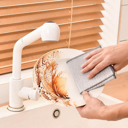6Pcs Non Scratch Wire Dishcloth Wet and Dry Dishwashing Rag Scrub Scratch Sponges Kitchen Dish Towels Sinks Counters Windows Cleaning Cloths House...