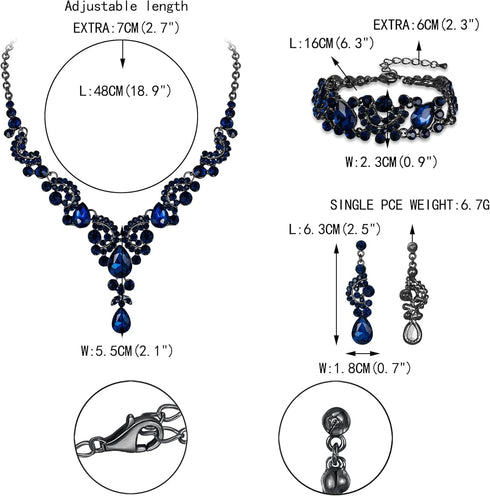 EVER FAITH Rhinestone Crystal Bridal Art Deco Floral Wave Teardrop Necklace Earrings Bracelet Jewelry Set...