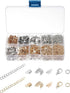 uxcell Jewelry Findings Kit, 3/4/7mm Fold Over Cord Ends with Lobster Claw Clasps, Jump Rings, Extension Chains for DIY Craft Making, Golden Silve...