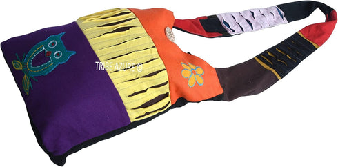 Blue Red Hobo Cotton Sling Cross Body Messenger Shoulder Bag Hippie Boho Bohemian Light Roomy Spacious...