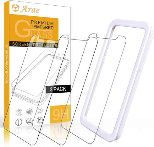 Arae Screen Protector for iPhone Xr/iPhone 11, HD Tempered Glass, Anti Scratch Work with Most Case, 6.1 inch, 3 Pack...