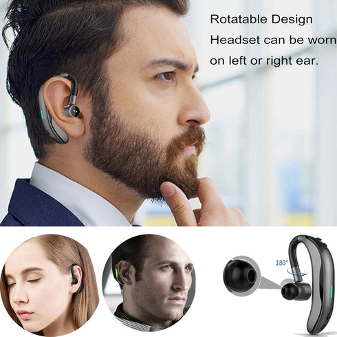 Wireless Headset Wireless Headphone Handsfree Call Earpiece Noise Cancelling Earbud Long Standby Time Earphone Compatible with Smart Cell Phones T...