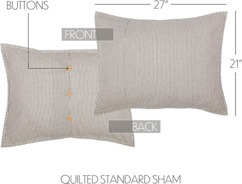 VHC Brands Hatteras Seersucker Blue Ticking Stripe Standard Sham 21x27...
