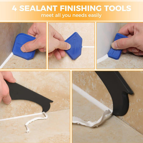 Saker Silicone Caulking Tools-3 in 1 Sealant Finishing Tool Grout Remove Scraper Caulk Remover Glass Glue Angle Scraper for Bathroom,Kitchen,Floor...