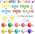 56pcs Happy New Year Chalkboard Set with 50pcs Balloons and 10 Sheets Glue Points, Let’s End This Year with A Bang Funny Paper Cut-outs School Cla...