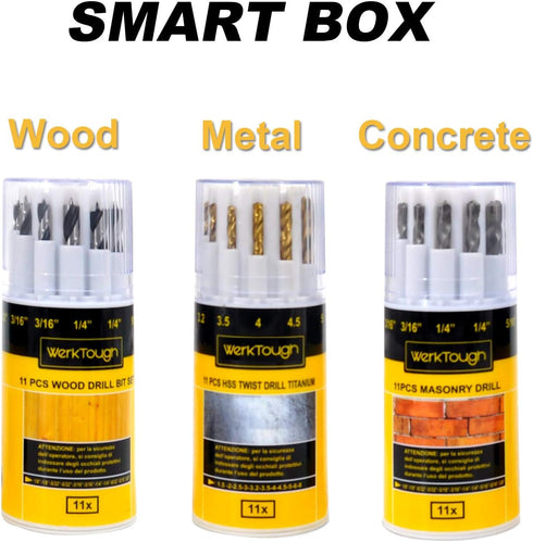 11-Pcs Wood Drill Bit Set Woodworking Brad Point Bit Set E01008...