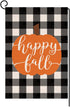 Happy Fall Pumpkin Thanksgiving Garden Flag Vertical Double Sided Farmhouse Autumn Buffalo Check Burlap Yard Outdoor Decor 12.5 x 18 Inches (13419...