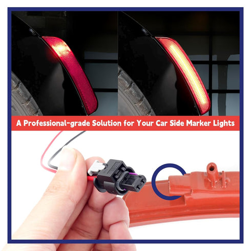 Side Marker Pigtail Connector Harness Compatible with Dodge Charger 2015 2016 2017 2018 2019 2020 2021 2022, Side Marker Tail Light Connection Cab...