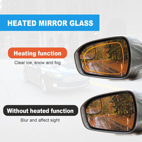 Left Driver side View Heated Mirror Glass Replacement for 2013 2014 2015 2016 2017 2018 2019 2020 Ford Fusion Mirror Glass With Rear Holder Replac...