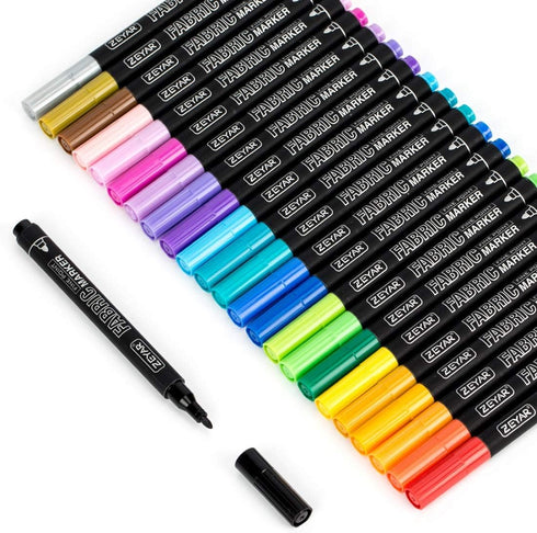 ZEYAR Permanent Markers Fabric Art Pens, Great on Bags, Shoes, T-shirts & Other Fabric Paint Materials - Child Safe & Non-Toxic For Washable Art a...
