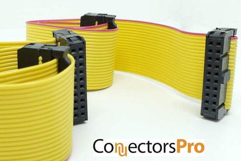 PC Accessories 20P 60cm 23" Length Yellow Flat Ribbon Cable with 2.54mm 0.1" FC 20 Pins 2x10 Female to Female Connector (20P-60cm-5PK)...