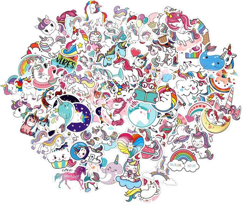 Cute Unicorn Stickers Pack 100pcs Vinyl Laptop Water Bottle Stickers for Girls Motorcycle Luggage Cup Graffiti Bomb Decals Skateboards Snowboard U...