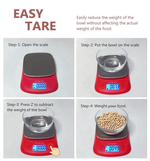 NUTRI FIT Ultra Slim Food Scale Digital Kitchen 1g Increment Measure in lb oz ml High Precision Weight in Grams and oz for Coffee Making, Meal Pre...