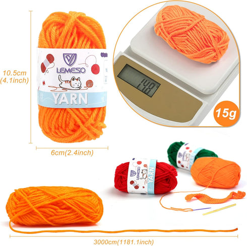 LEMESO 12 Skeins Mini Yarn, 12 Colors 100% Acrylic Mini Knitting Yarn, Great for Knitting Crochet Crafts......