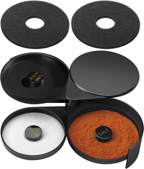 Margarita Salt Rimmer Set, Salt Rimmer with 2 Sponges, 3-Tier Glass Rimmer, Margarita Salt Rimmer Dish for Cocktails, Bar Salt and Sugar Rimmer fo...