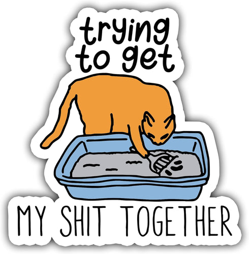 3PCS Trying to Get My Shit Together Sticker, Funny Waterproof Vinyl Sticker for Hard Hat Laptop Water Bottle Phone Case Merchandise Decor Decal St...