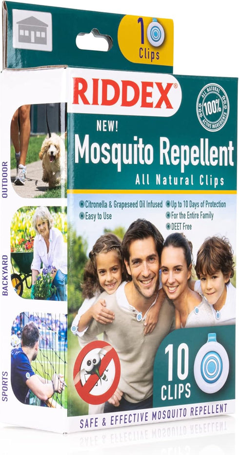 Riddex Mosquito Repellent Clips | 10 PCS | DEET Free | Waterproof Clip | Essential Oil...